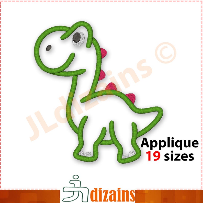 Dinosaur Applique Embroidery Design. Dinosaur applique designs. Dinosaur embroidery design. Dinosaur applique machine embroidery design. image 2