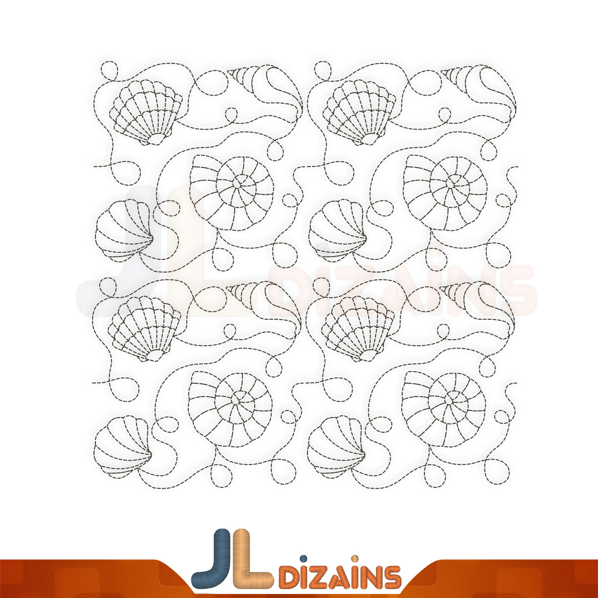Shell quilt block machine embroidery design. Seashell quilt Etsy