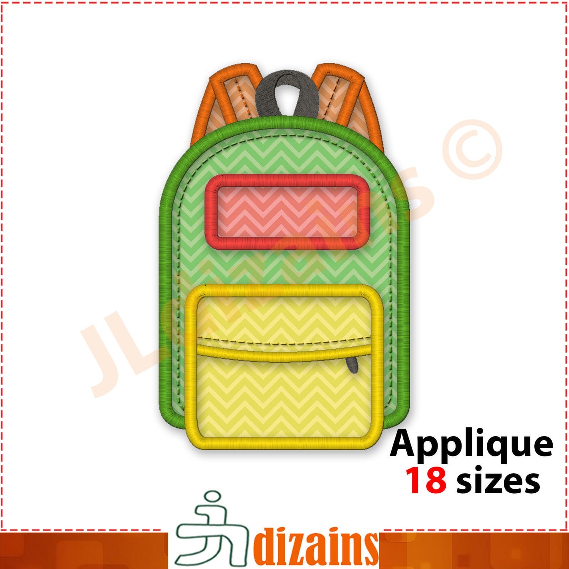 Backpack Embroidery Applique Design. Bag Embroidery Design. Etsy