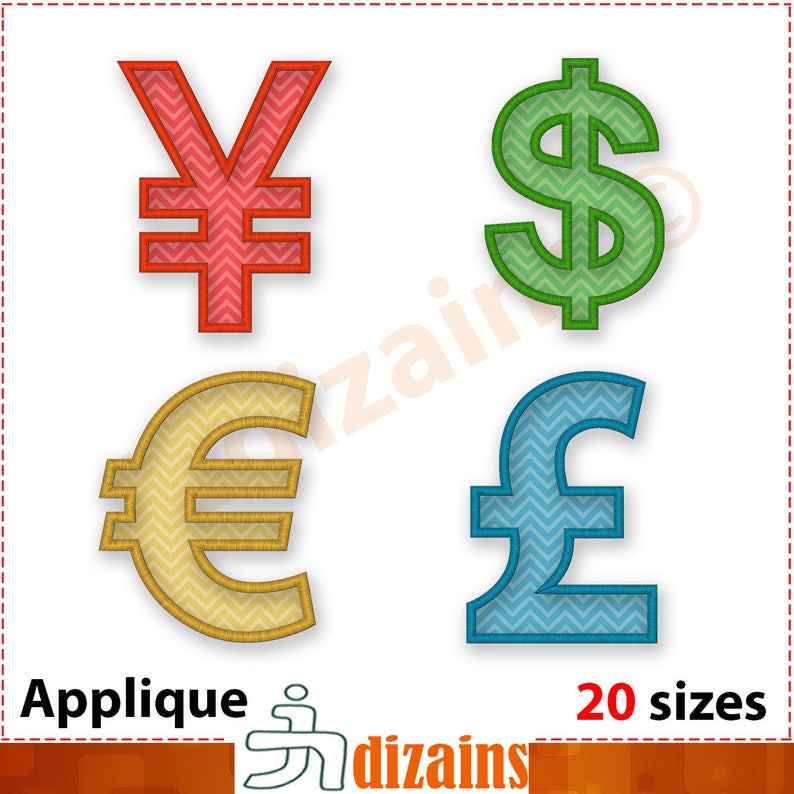 Dollar Applique Emroidery Design. Euro Applique Embroidery Etsy