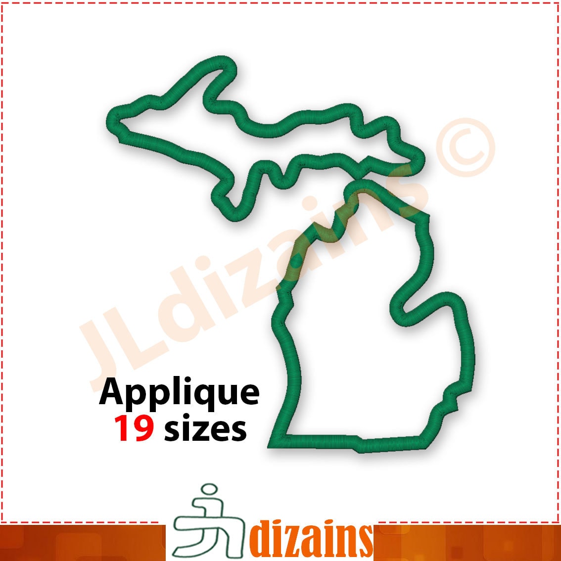 Michigan State Applique Embroidery Design. Machine Embroidery Design ...