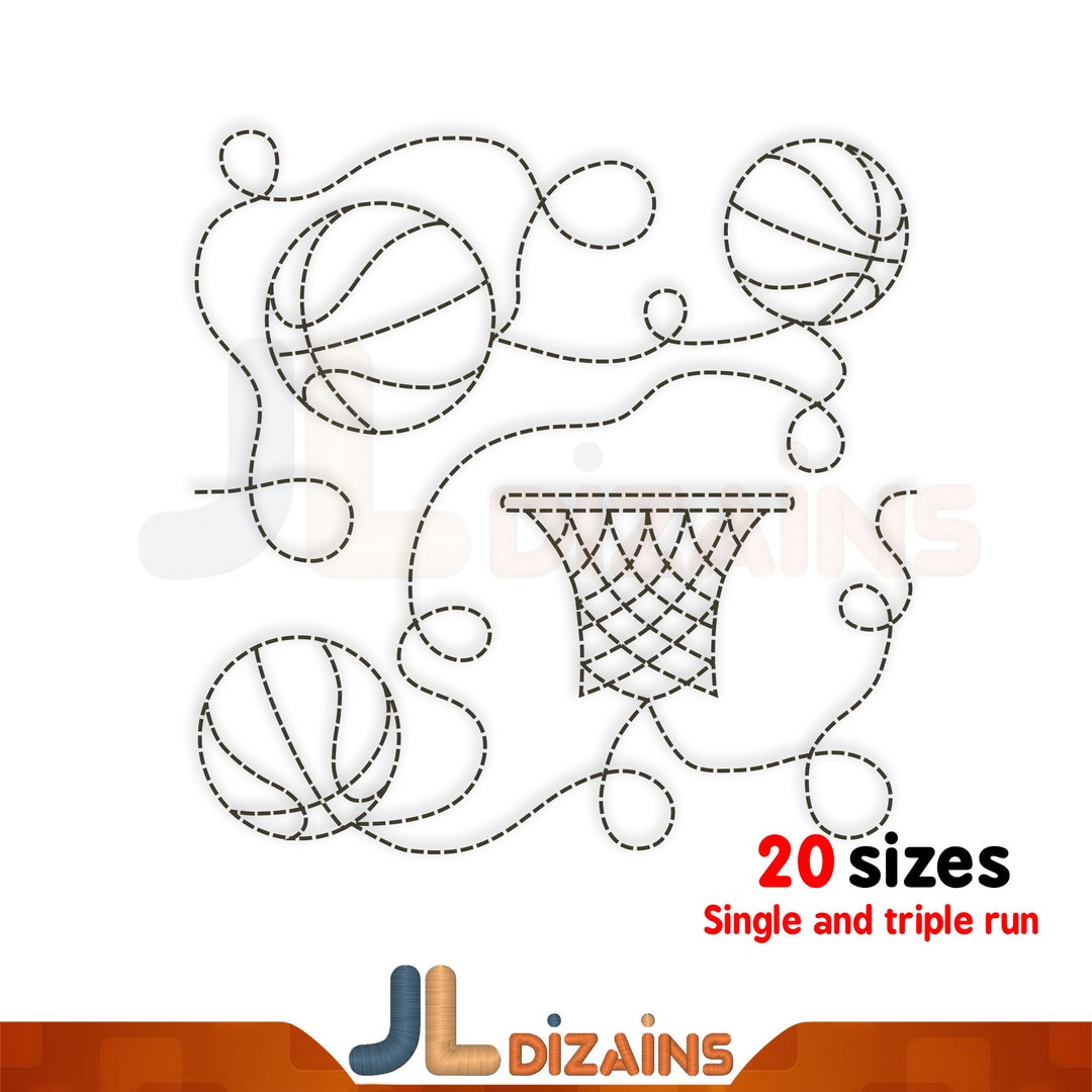 Basketball Quilt Block Machine Embroidery Design. Basketball Quilt