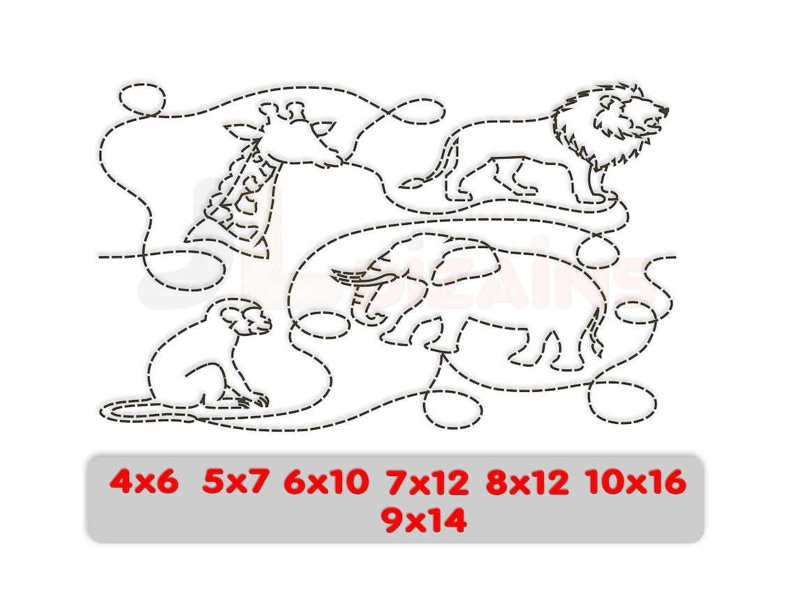 Zoo Safari Animals Edge to Edge Quilting Design: Jungle Animals ...