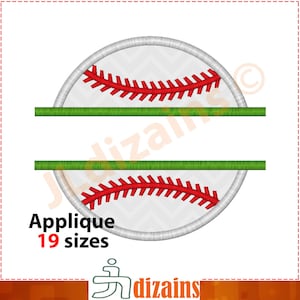 Split baseball applique embroidery. Sports Machine embroidery design.