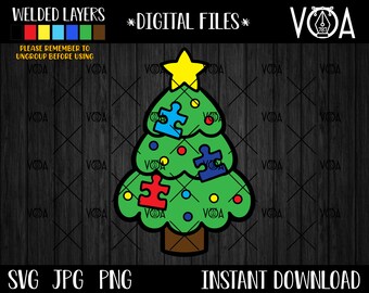 Autism Awareness Christmas Tree SVG
