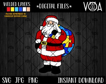 Autism Awareness bag Santa Claus SVG