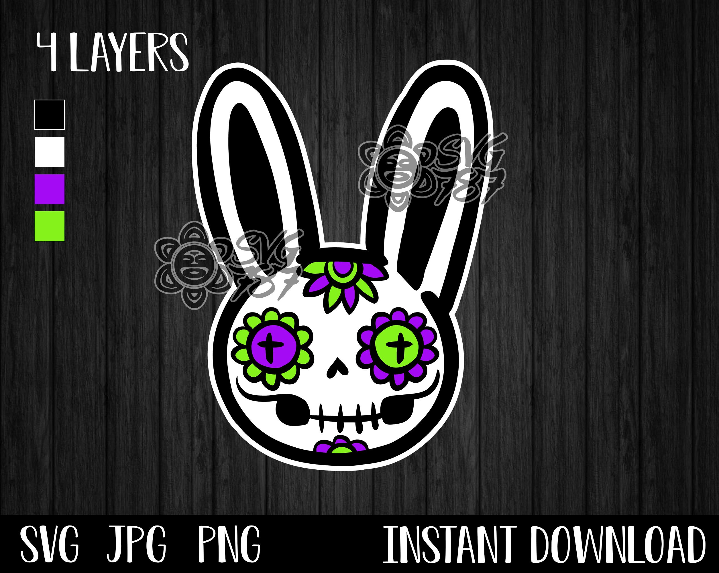 Download Sugar Skull Bunny Svg Etsy