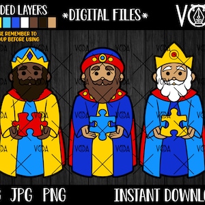 Autism Awareness Three kings (Tres Reyes Magos) SVG