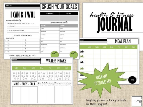 fitness journal workout log progress tracker goal etsy workout progress tracker