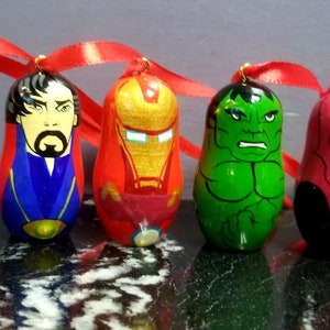 Marvel Christmas tree ornaments set of 5 pcs 2 inches tall | Etsy