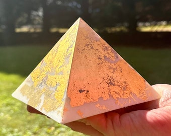 Orgonite 24k Gold Leaf-Emf protection- Energy and Chakra balance- American Artist-large 1.5 lbs - Chakra Crystals- Glows in the dark