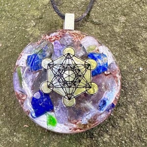 Orgonite pendant, custom made, Emerald, Tanzanite, Charoite Moonstone, Lapis, Angel necklace,  Emf Shield Pendant, Elite Shungite, Scolecite
