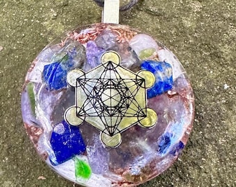 Orgonite pendant, custom made, Emerald, Tanzanite, Charoite Moonstone, Lapis, Angel necklace,  Emf Shield Pendant, Elite Shungite, Scolecite