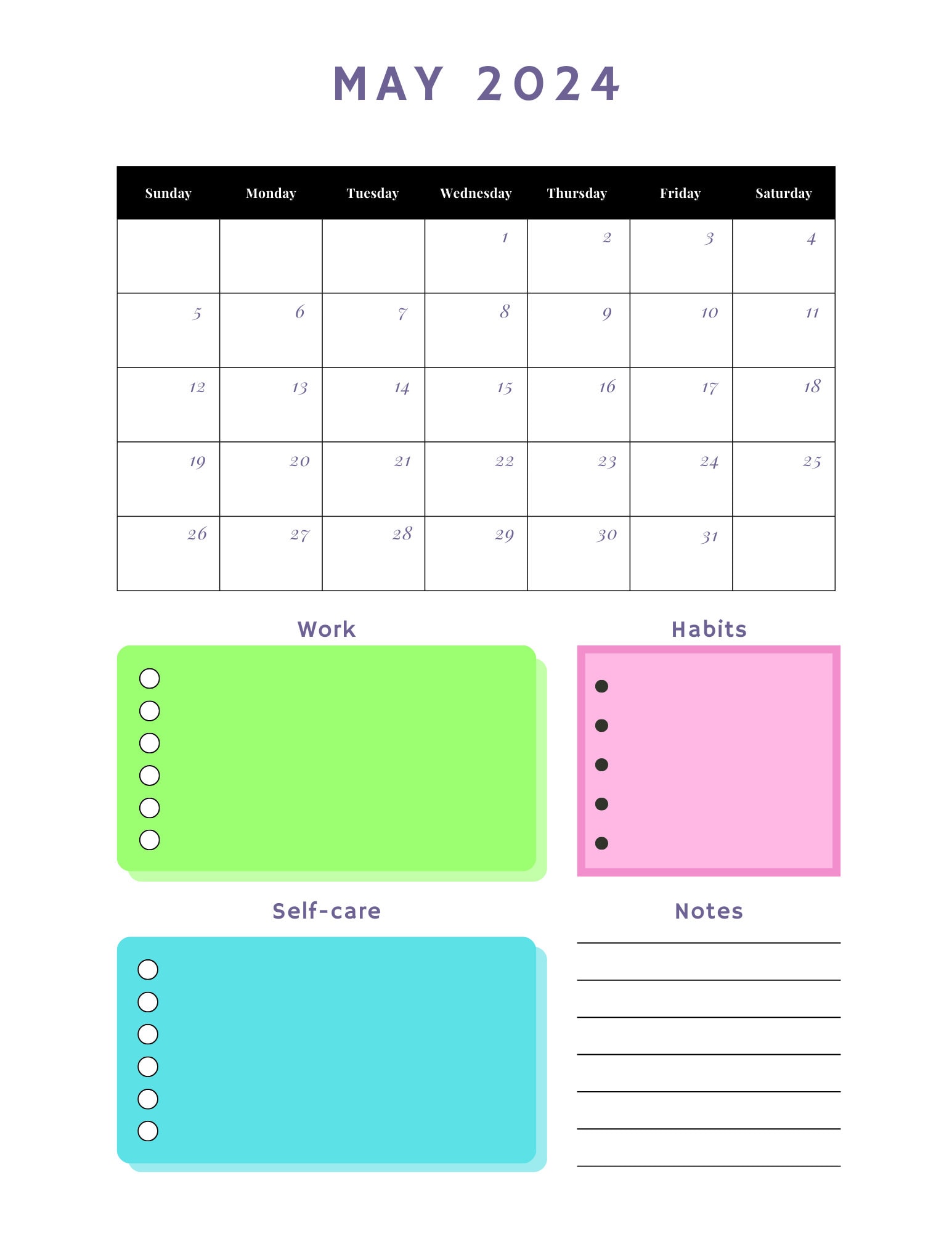 Vibrant ADHD Digital Planner 2023-2024 Comprehensive Day, Week, Month