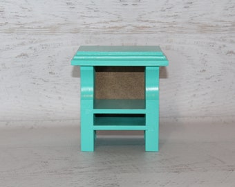 Handmade Teal Green Nightstand for 18” doll, wood furniture