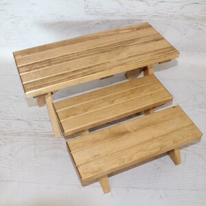 Wood furniture doll picnic table with 2 benches image 5