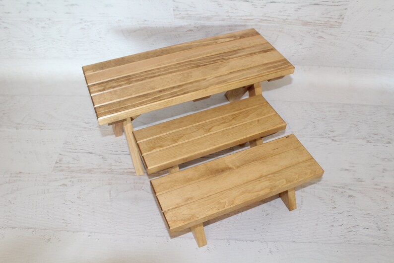 Wood furniture doll picnic table with 2 benches image 5