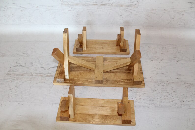 Wood furniture doll picnic table with 2 benches image 9