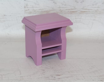 Handmade Lavender Nightstand for 18” doll, wood furniture