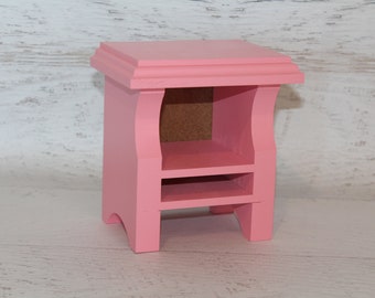 Handmade Pink Nightstand for 18” doll, wood furniture