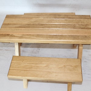 Wood furniture doll picnic table with 2 benches image 6