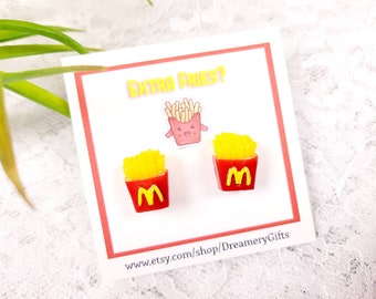 French Fries Miniature Food Stud Earrings - Red McDonald's French Fries Jewelry - Foodie Gift - Birthday Friendship Daughter Gift