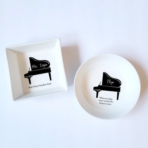 Personalized Grand Piano Ceramic Jewelry Storage - Custom Piano Teacher Appreciation Gift - Unique Pianist Showcase Gift