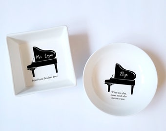 Rangement personnalisé de bijoux en céramique pour piano à queue - Cadeau personnalisé en remerciement pour un professeur de piano - Cadeau vitrine de pianiste unique