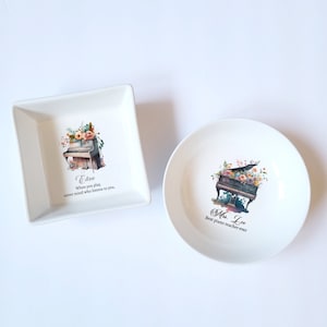 Personalized Watercolor Piano Ceramic Jewelry Holder - Custom Piano Teacher Appreciation Ring Dish - Pianist Showcase and Competition Gift