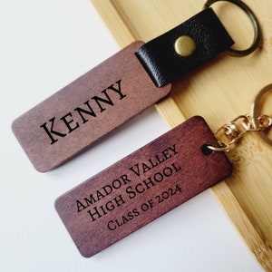 Personalized Graduation Keychain - Laser Engrave Graduation Gift - Custom Wood Keychain