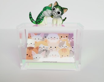 Cadre photo miniature personnalisé en acrylique rotatif de 3 x 5 cm avec chat - Cadre chaton double face personnalisé - Cadeau pour amoureux des chats juste pour le plaisir