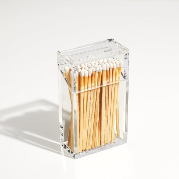 Acrylic Cigarette Style Case With Long 4" White Tip Matches (NEW VERSION)