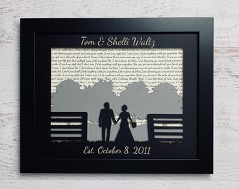First Anniversary Gift Beach Wedding Silhouette Art First Etsy