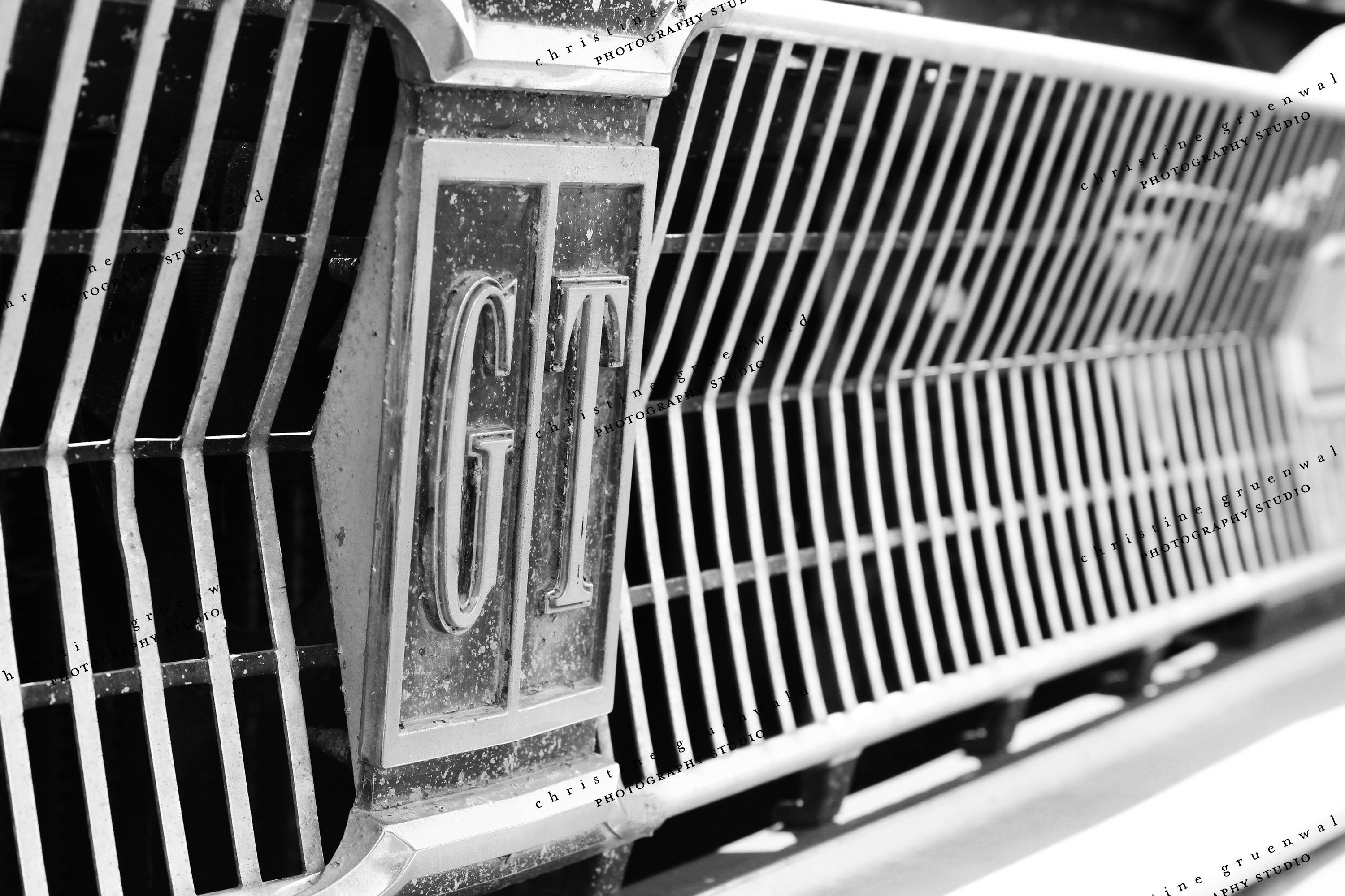 GT Vintage Car Grill Black and White Photo Etsy