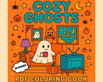 Halloween Ghost Coloring Pages, Digital PDF, Instant Download, 10 Pages