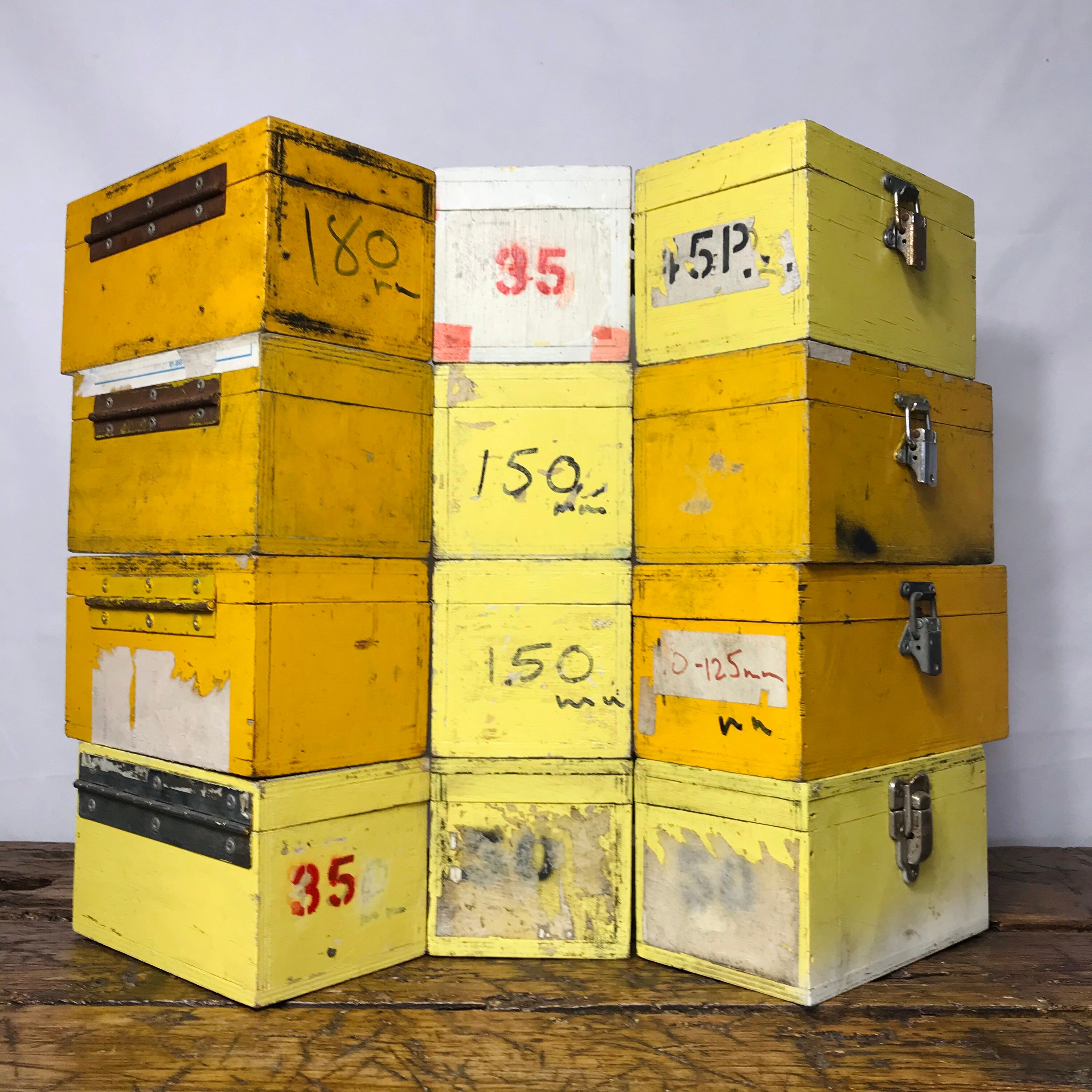 Vintage yellow boxes trinket box old wooden box antique Etsy