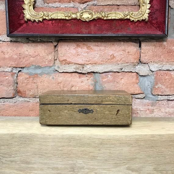 Antique wooden storage box, vintage glove box, wed