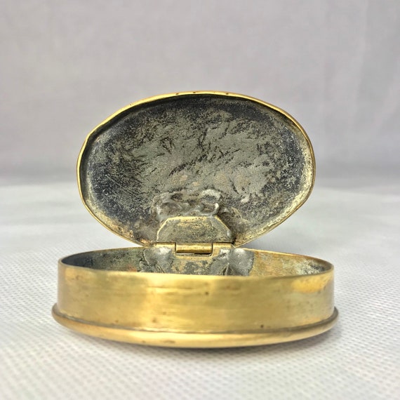 Antique brass snuff box, antique match case smokin