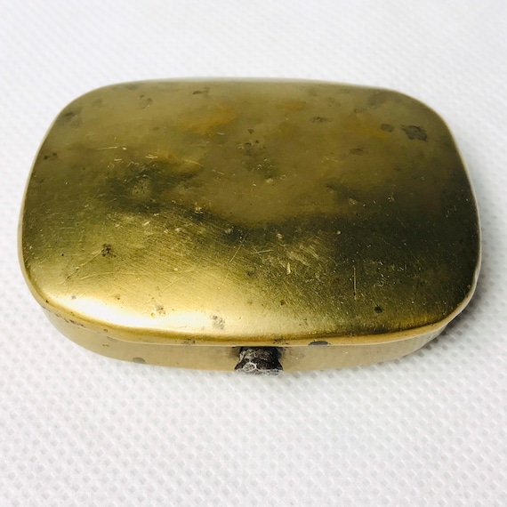 Antique brass miners snuff box, antique match case