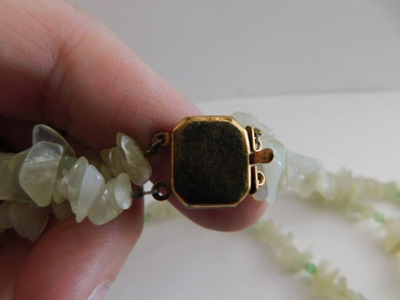 Lovely Pale Green/White Polished Stones Necklace … - image 4