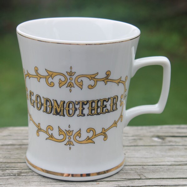 Beautiful Vintage "GODMOTHER" Ceramic Coffee Mug - Great Godmother Gift - Knobler - Japan