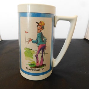 Vintage Thermo-Serv Golf Themed Mug by Dart Inc. Comic Sports 1976- Thermo Serv Mug/Cup/Tankard - Highly Collectible! Great Gift For Golfers