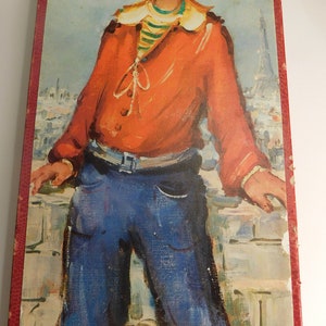 Ultra Rare Vintage Set of Two Wooden DYMA Jigsaw Puzzles 1960&#39;s Michel Thomas - Big Eyed Boy and Girl - Mid Century Find - Great Gift Idea!