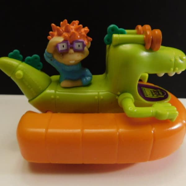 Gently Used Nickelodeon's Rugrat's Chuckie Finster and Reptar Wind Up Burger King Toy 1990's - Highly Collectible!