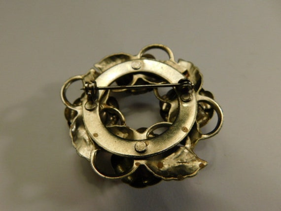 Fantastic Gold Tone Metal Cabbage Roses Design Br… - image 3