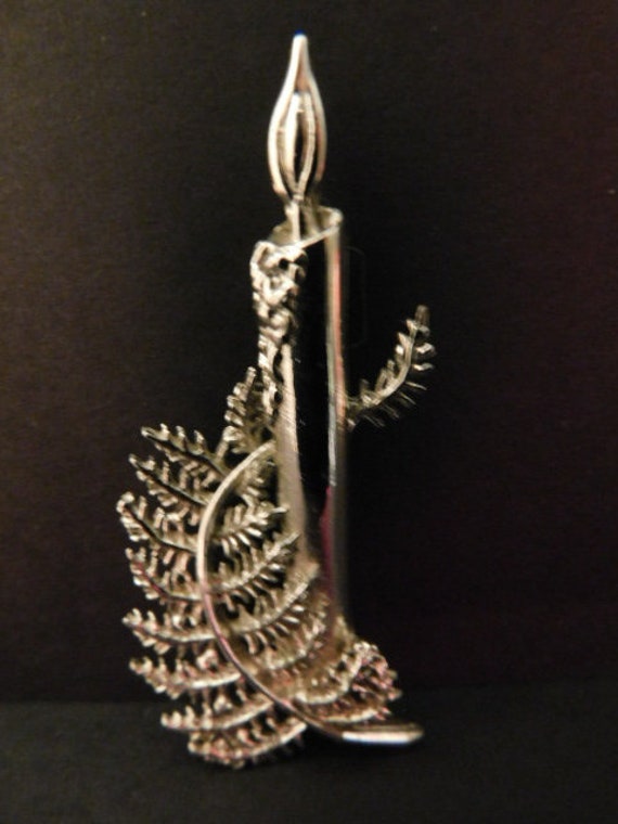 Fantastic Silver Tone Metal Candle Brooch/Pin by … - image 1