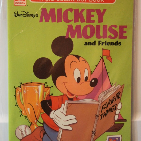 Fantastic Vintage Walt Disney's Mickey Mouse and Friends Big Coloring and Dot to Dot Book - GOLDEN #1134-18