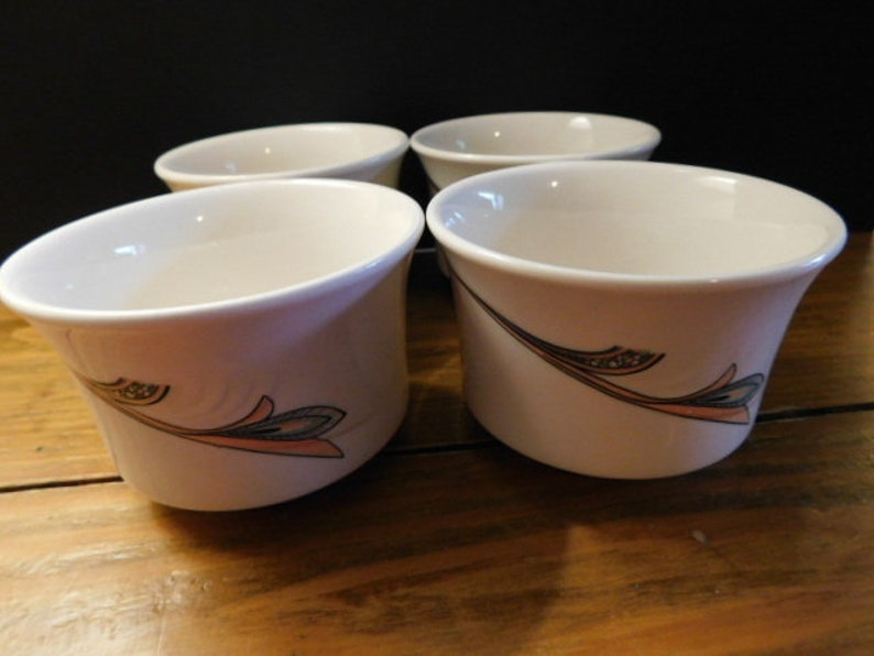 Set of Four White China Ramekins by ONEIDA Espree Bouillon - Cream ...