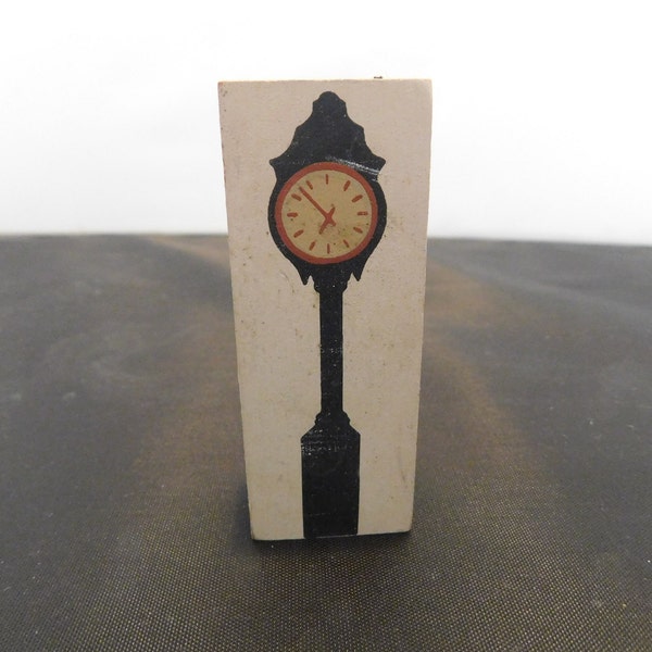 Small Wooden Image of an Old Clock - One Side is Plain/Other Side Has Christmas Wreath - Great For Miniature Village Scenes/Dollhouse