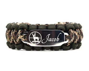 Custom 550 Paracord Bracelet with Personalized Engraved Stainless Steel ID Tag - Perfect for Men or Boys